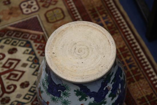 A Chinese wucai large jar and cover, in transitional style, 46.5cm